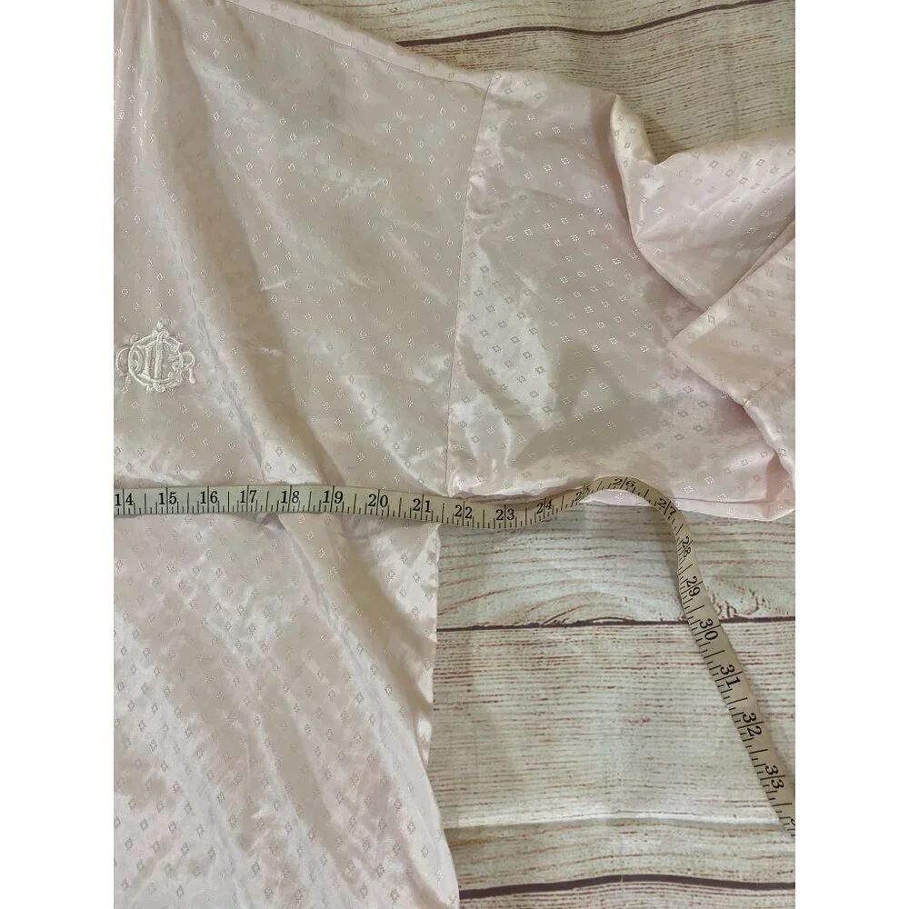 Vintage Christian Dior Women's Pink Embroidered Long Sleeve Bath Robe - L/XL - Picture 14 of 16